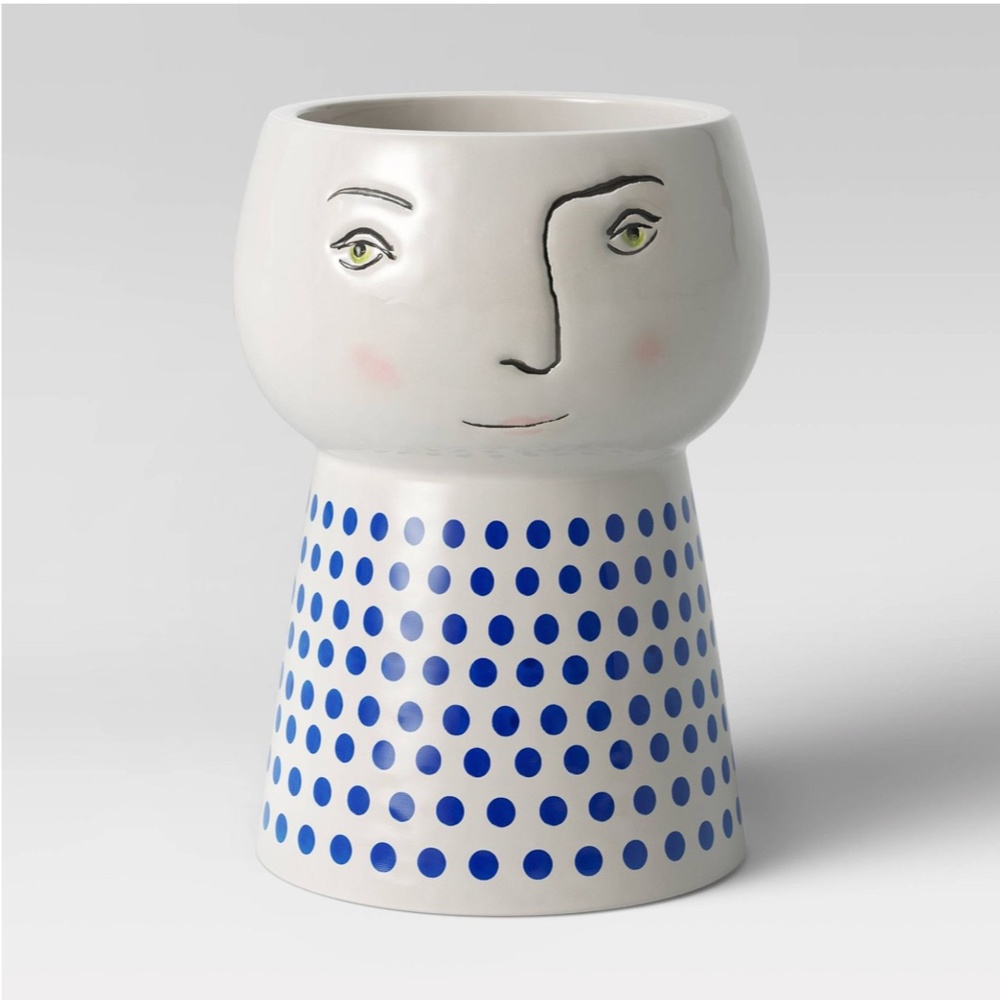 Opalhouse Lady Face Planter Ceramic 4" New